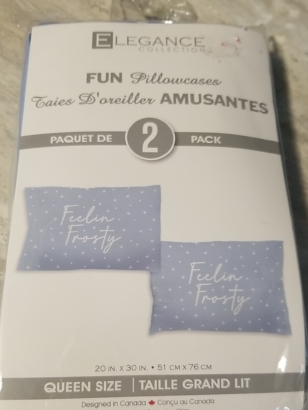 "Feelin Frosty" Blue Pillowcase Set - 2 Pack, Queen